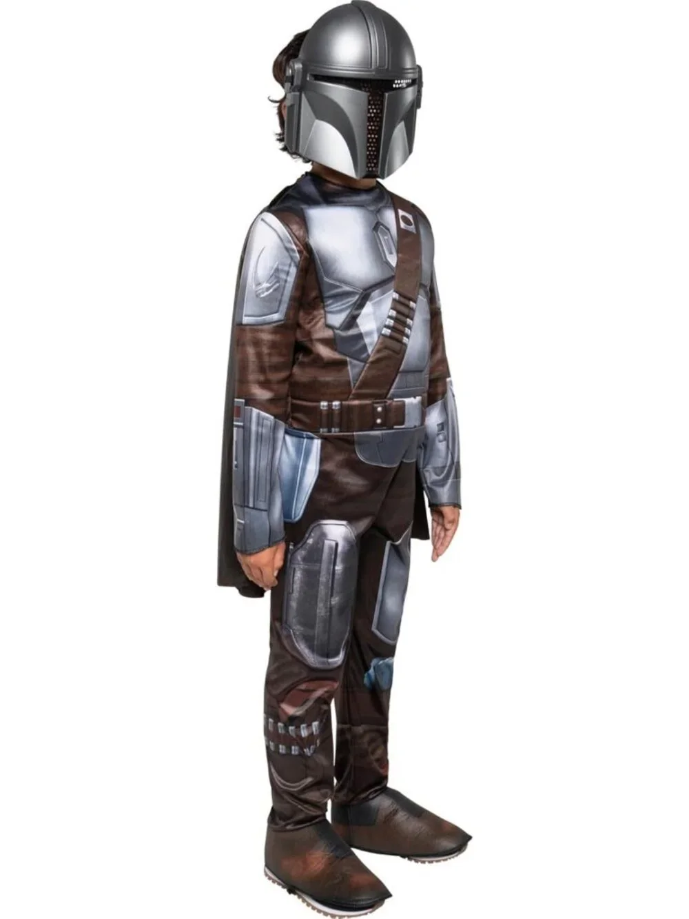 Premium Quality Mandalorian Youth Halloween Costume - Padded Jumpsuit & Cape (L)